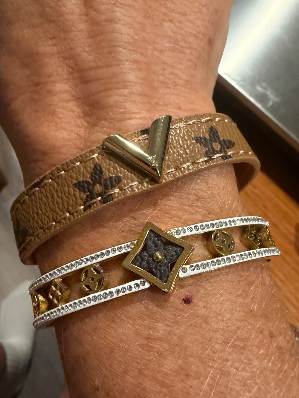 Brown Monogram Bracelet Set